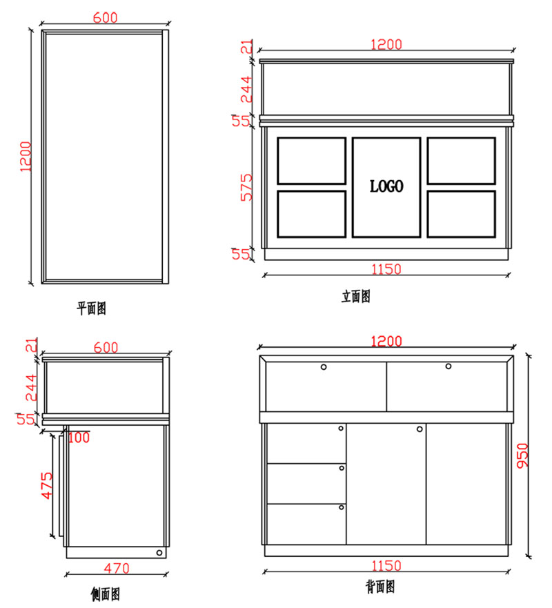 珠寶展柜尺寸,展柜尺寸定制廠家